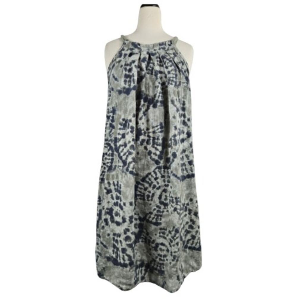 Bellambia Linen Sundress Green Blue Print Size Small